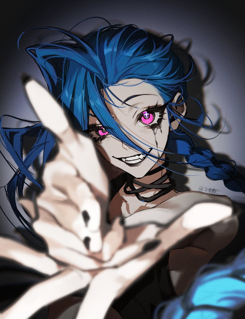jinx and arcane jinx (league of legends and 1 more) drawn by qianben_shan