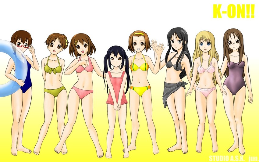 akiyama mio, nakano azusa, hirasawa yui, tainaka ritsu, kotobuki tsumugi, and 3 more (k-on!) drawn by jun_(studioask)