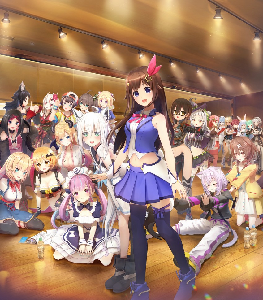 houshou marine, shirakami fubuki, hoshimachi suisei, usada pekora, nekomata okayu, and 18 more (hololive)