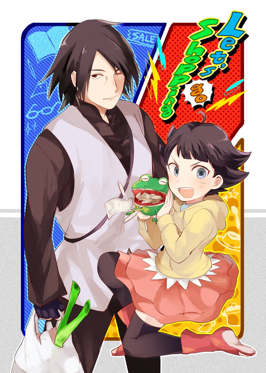 uchiha sasuke and uzumaki himawari (naruto and 1 more) drawn by asumi_chikyuu
