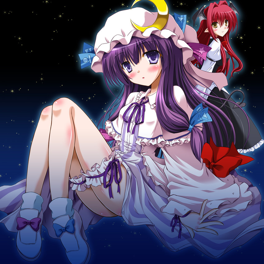 patchouli knowledge and koakuma (touhou) drawn by yamu_(reverse_noise)