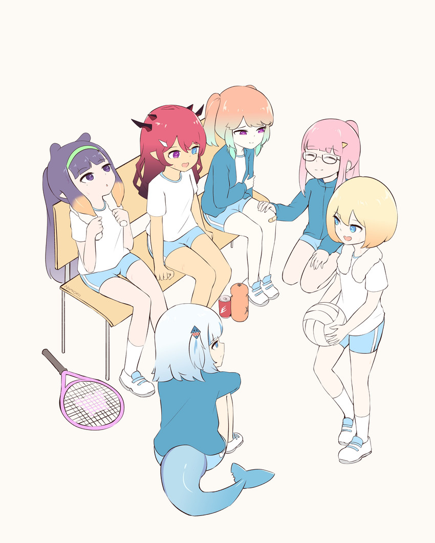 gawr gura, mori calliope, ninomae ina'nis, takanashi kiara, watson amelia, and 1 more (hololive and 1 more) drawn by namiorii