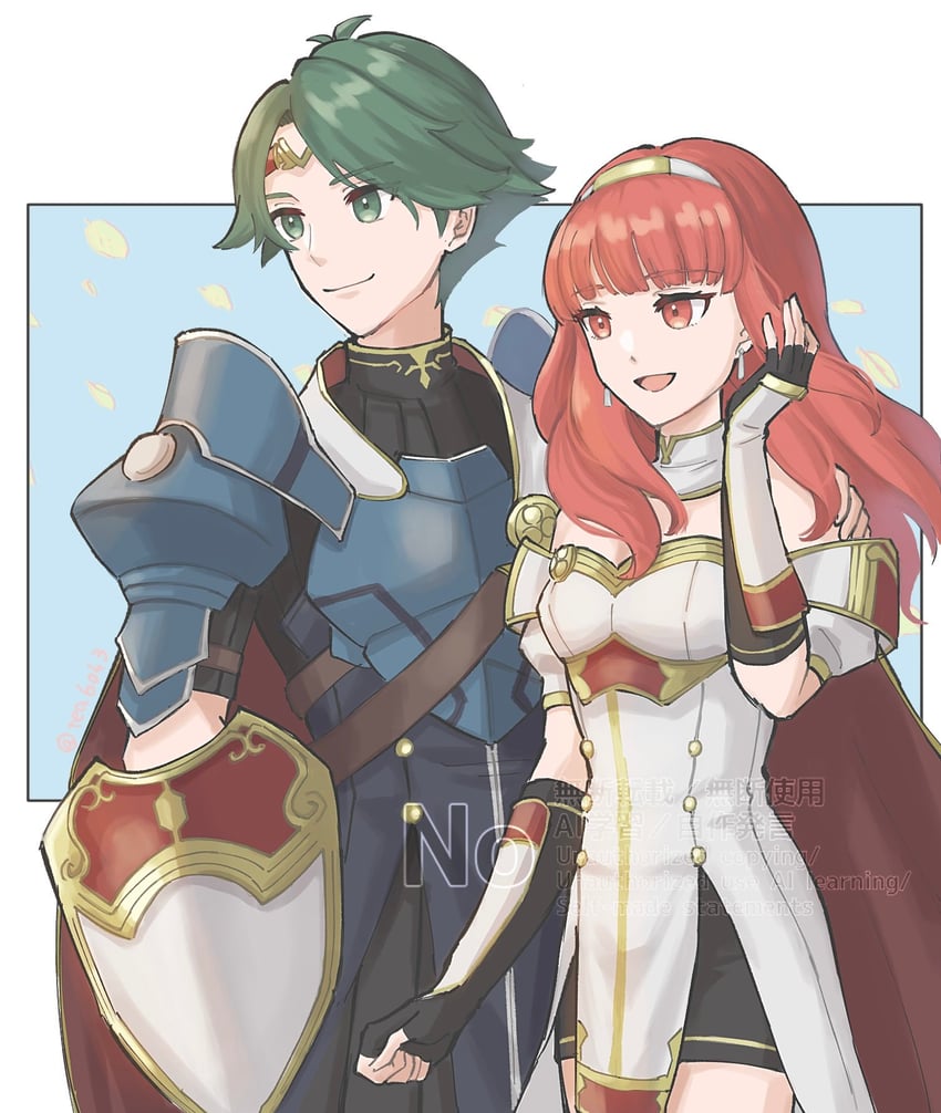 celica and alm (fire emblem and 1 more) drawn by tea6043