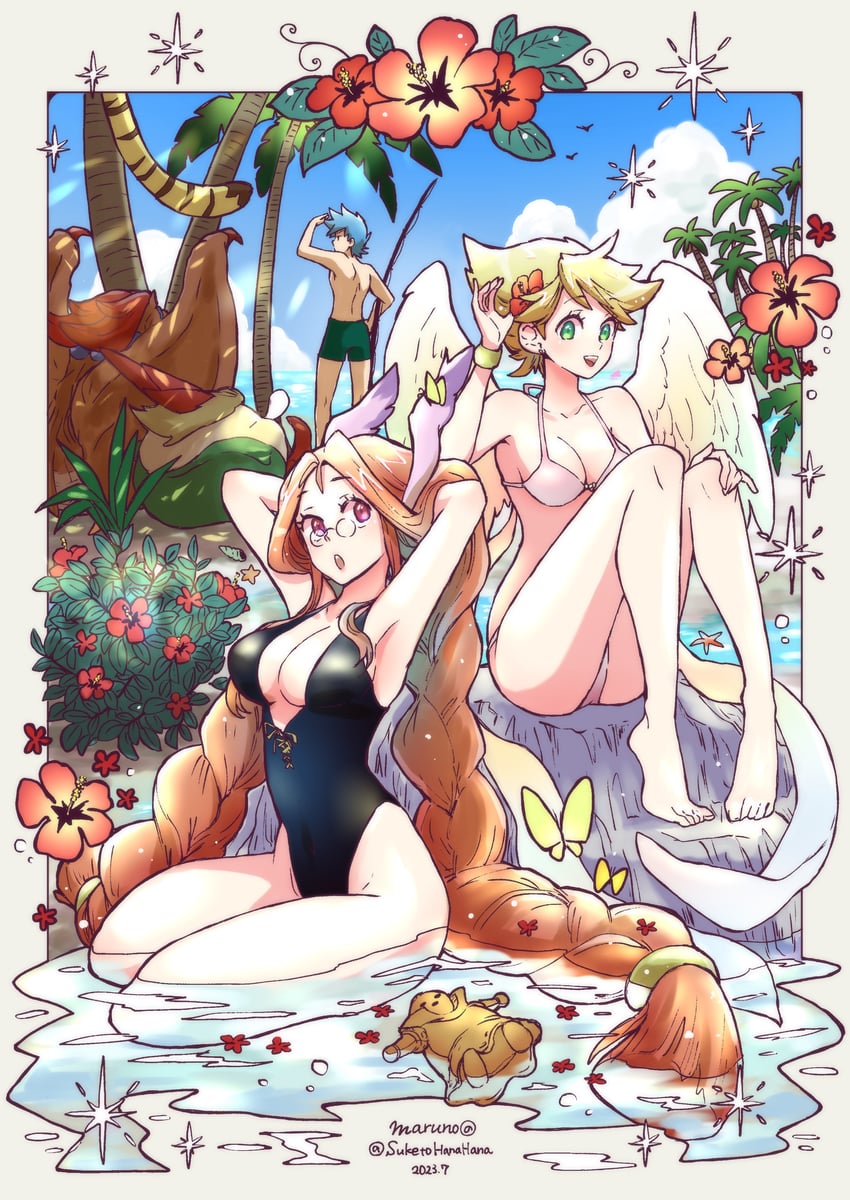 nina, ryu, momo, rei, garr, and 1 more (breath of fire and 1 more) drawn by maruno