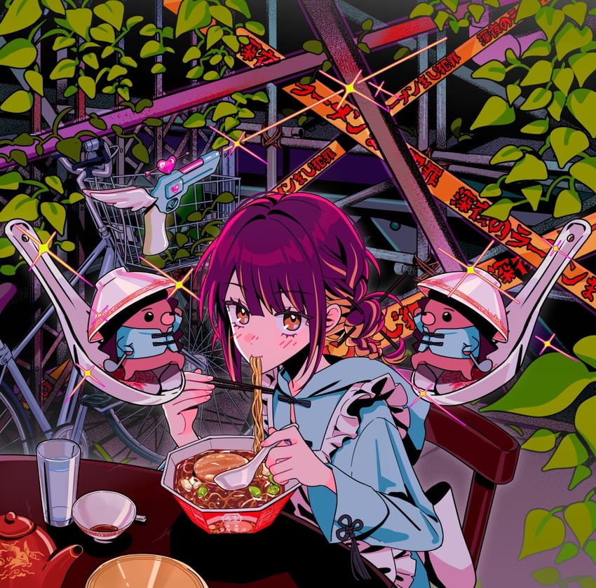 nira-chan and uniguri (zutto mayonaka de ii no ni and 1 more) drawn by myon_(tokipi)