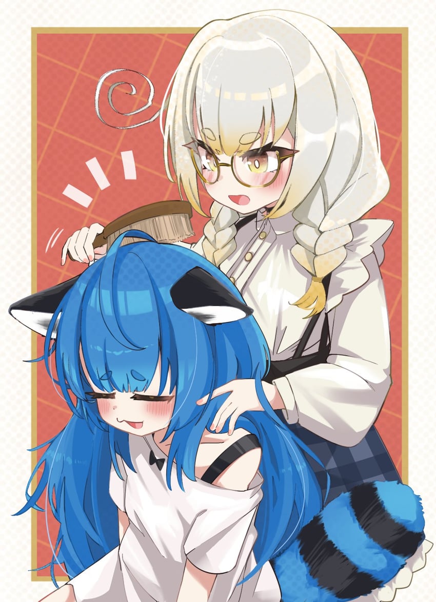 poko rakun and kanna yanagi (chromashift and 1 more) drawn by kakue_gaku