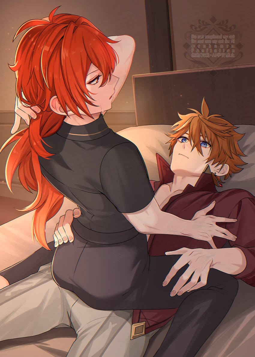 tartaglia and diluc (genshin impact) drawn by hiki_yuichi