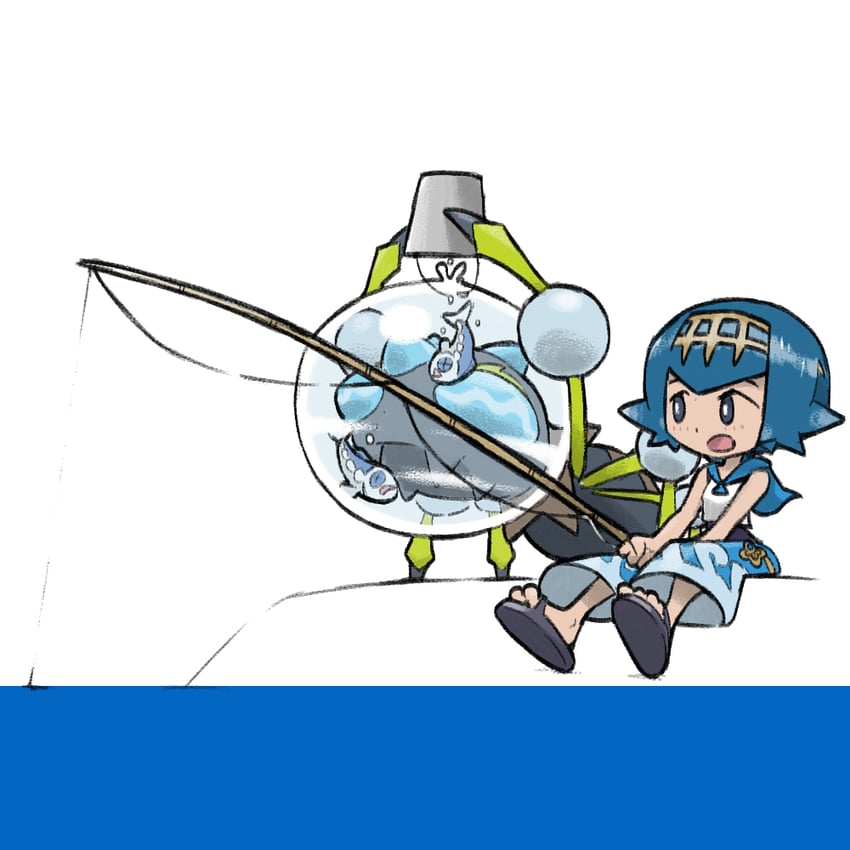 lana, wishiwashi, and araquanid (pokemon and 1 more) drawn by blacknirrow