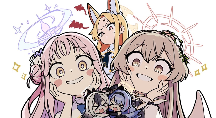 mika, kayoko, seia, nagisa, and mine (blue archive) drawn by gesupi_(provlemsolver57)
