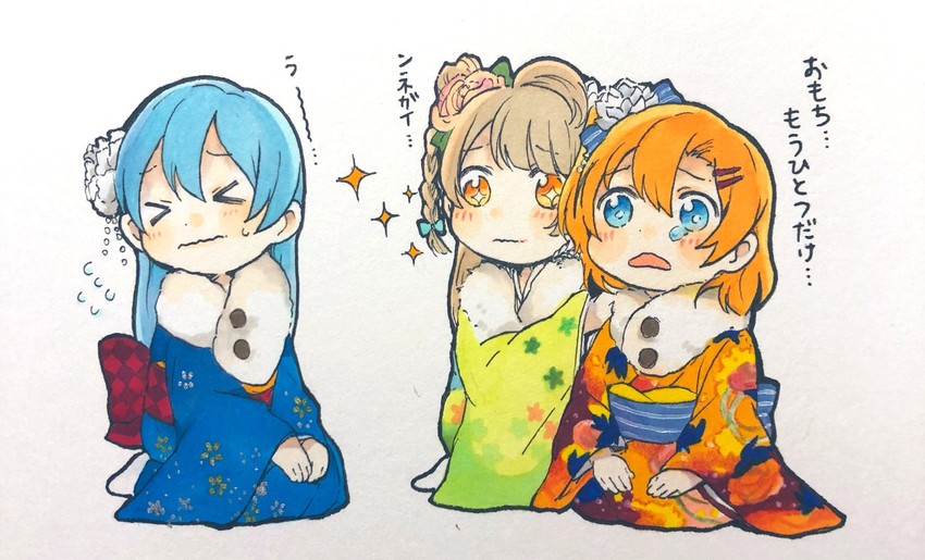 sonoda umi, minami kotori, and kosaka honoka (love live! and 2 more) drawn by shirokuma_(reirako-reirako)