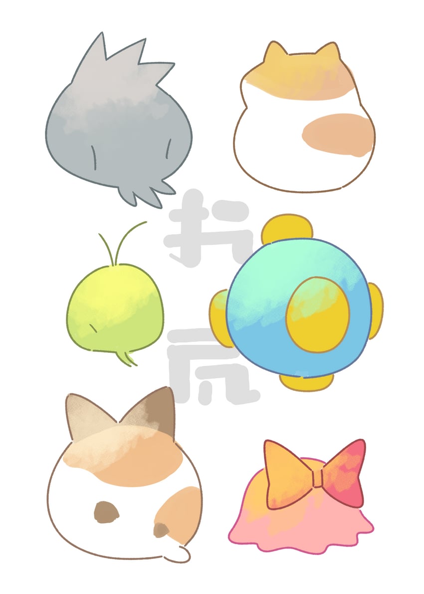 kine, rick, coo, chuchu, pitch, and 1 more (kirby and 1 more) drawn by hakaba_(ksni_tbn)