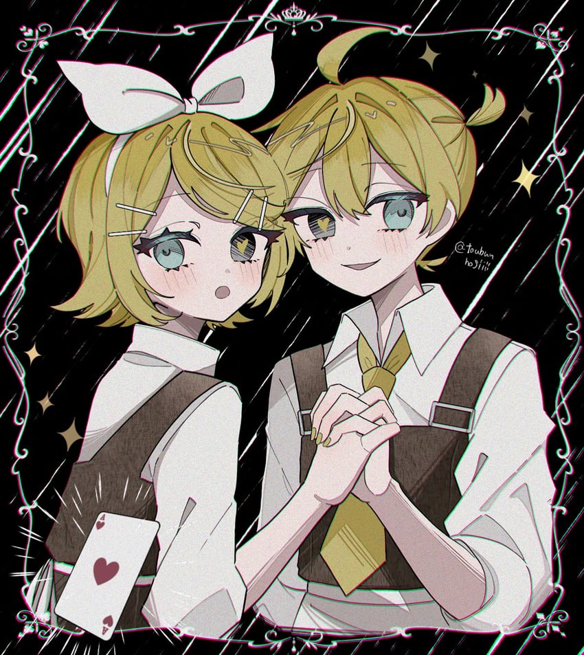 kagamine rin and kagamine len (vocaloid and 1 more) drawn by maca1227
