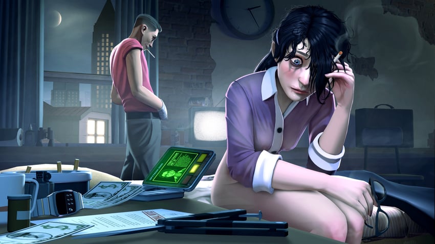 scout, spy, red scout, and miss pauling (team fortress 2) drawn by dobrapozitiva