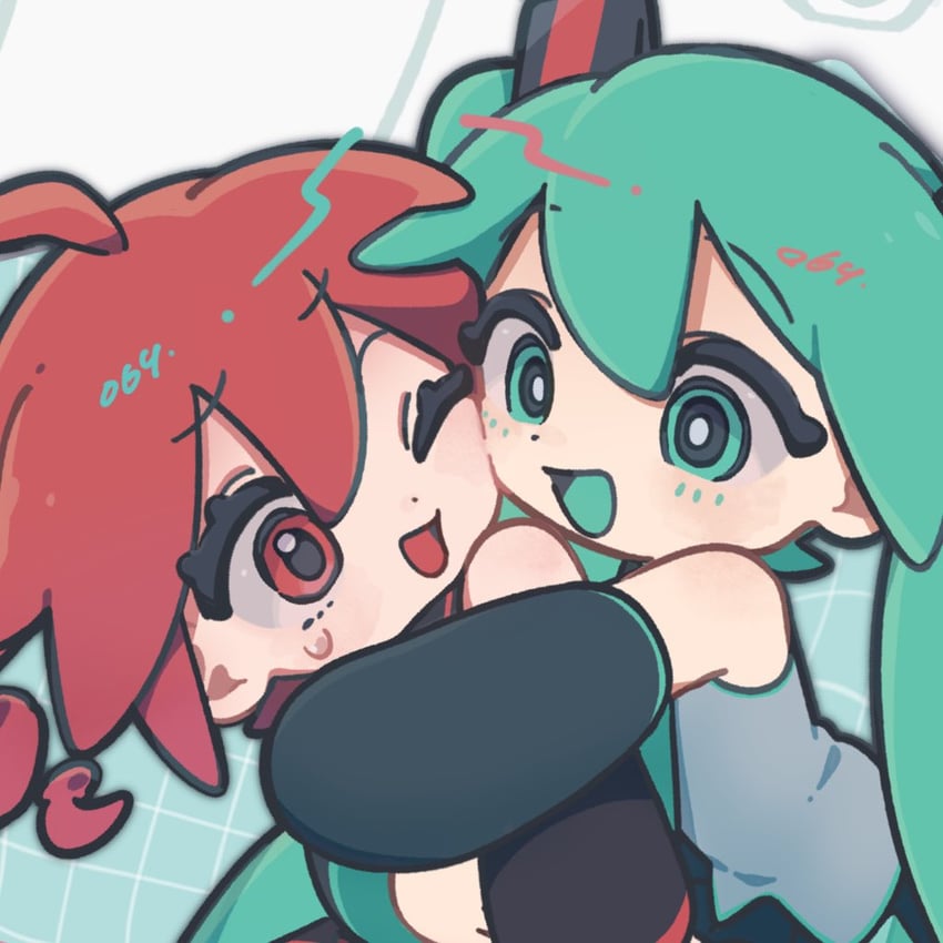 hatsune miku and kasane teto (vocaloid and 1 more) drawn by 064mn