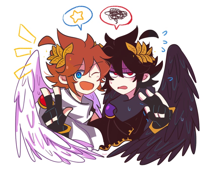 pit and dark pit (kid icarus and 1 more) drawn by homriette