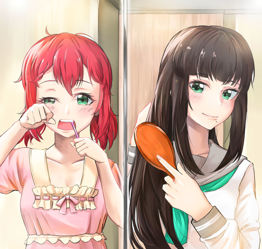 kurosawa dia and kurosawa ruby (love live! and 1 more) drawn by shaka_(staito0515)