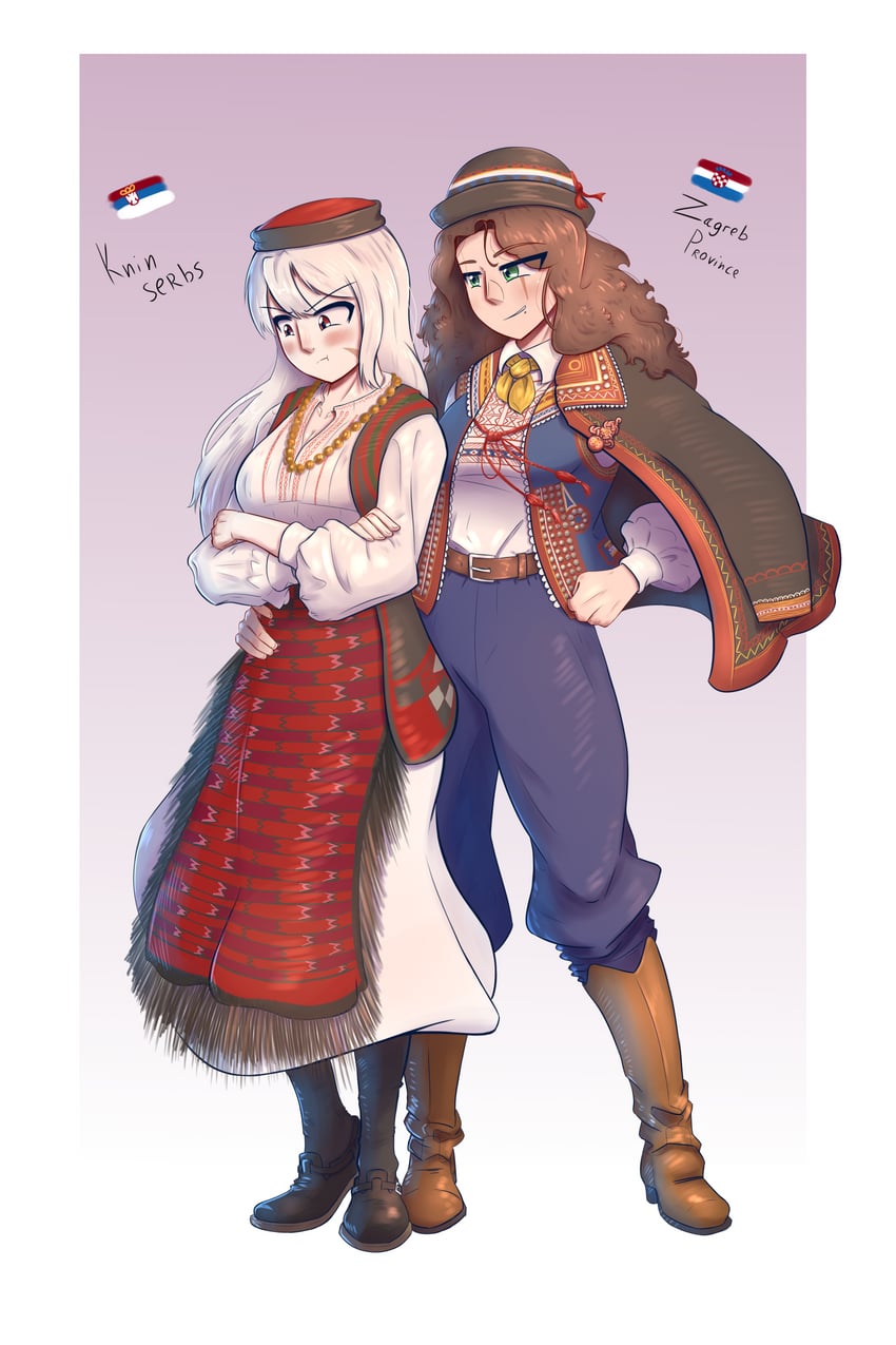 zarya petrovic and anica domazet (original) drawn by fluffkaiser