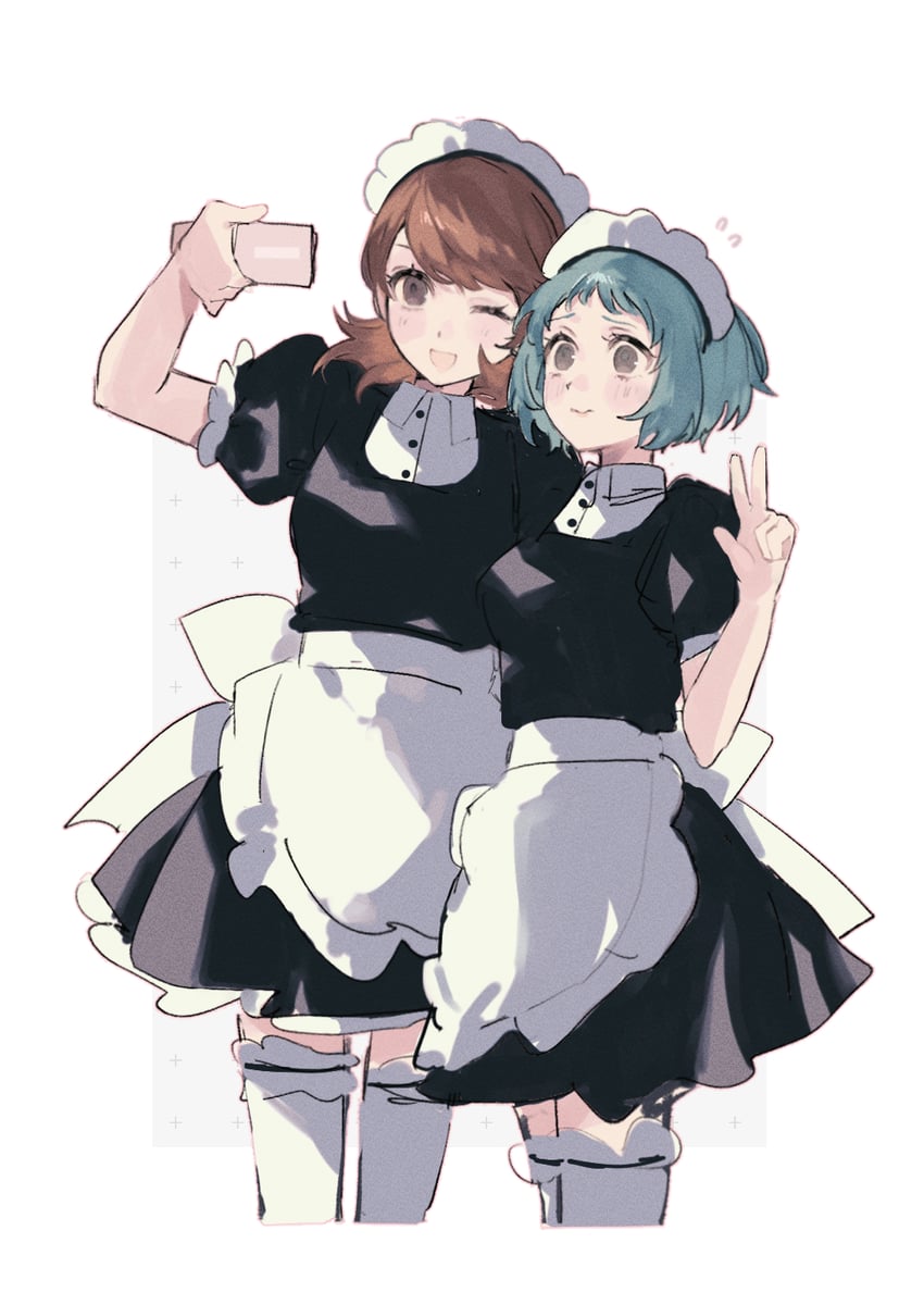 takeba yukari and yamagishi fuuka (persona and 2 more) drawn by uxco0