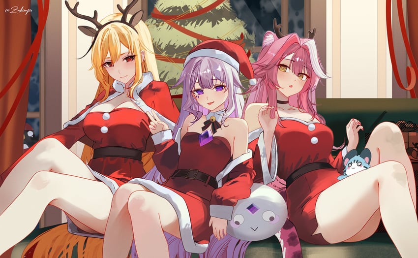 koseki bijou, raora panthera, kaela kovalskia, chattino, pebble, and 1 more (hololive and 2 more) drawn by zakimpo
