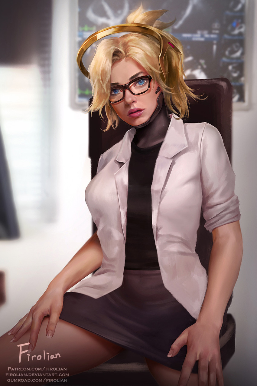 mercy (overwatch and 1 more) drawn by firolian