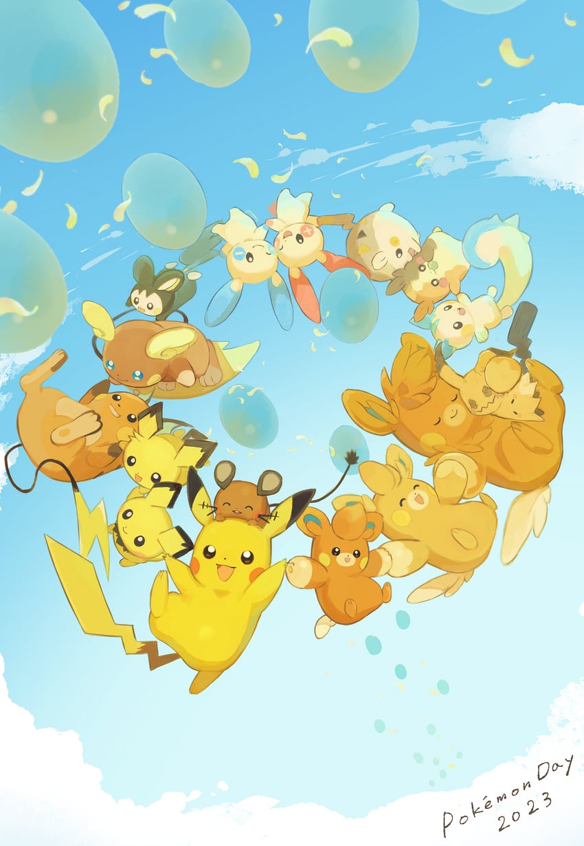 pikachu, morpeko, mimikyu, pichu, raichu, and 10 more (pokemon) drawn by furukawa_raku
