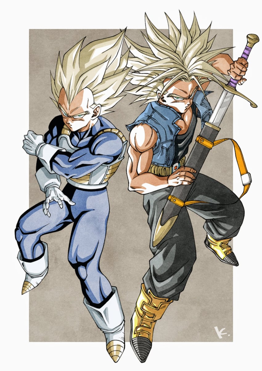 vegeta and trunks (dragon ball and 1 more) drawn by kakeru_(dbskakeru)