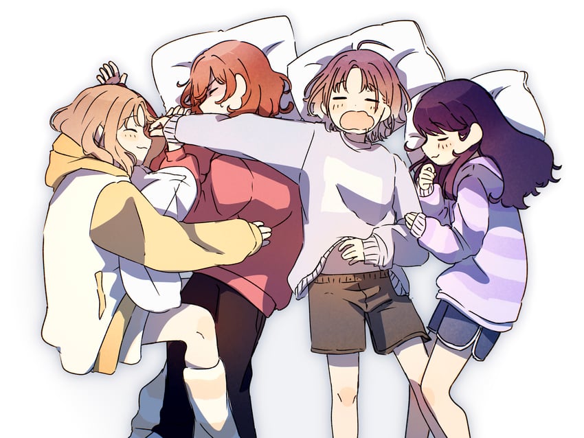 higuchi madoka, asakura toru, fukumaru koito, and ichikawa hinana (idolmaster and 1 more) drawn by yuumaru_(awhc7334)