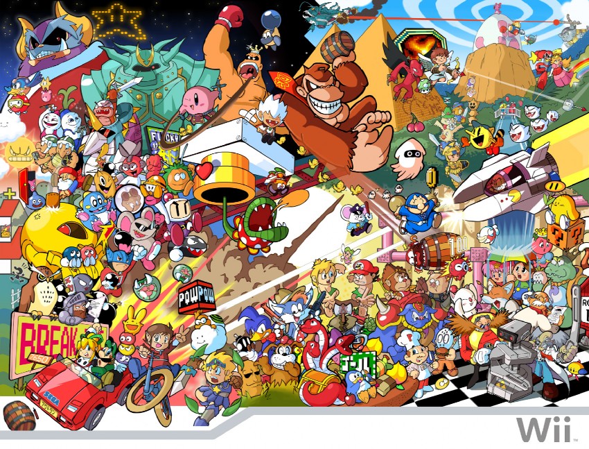 kirby, princess peach, luigi, roll, pit, and 81 more (final fantasy and 64 more) drawn by hipopo
