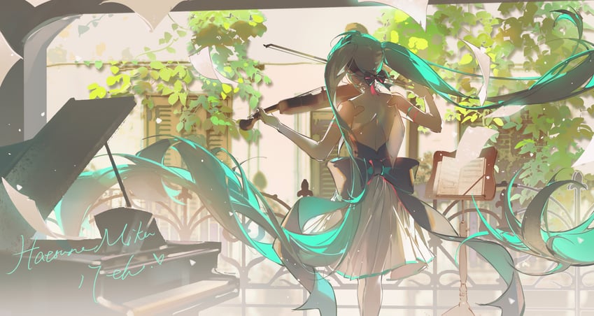 hatsune miku (vocaloid and 1 more) drawn by z-ho
