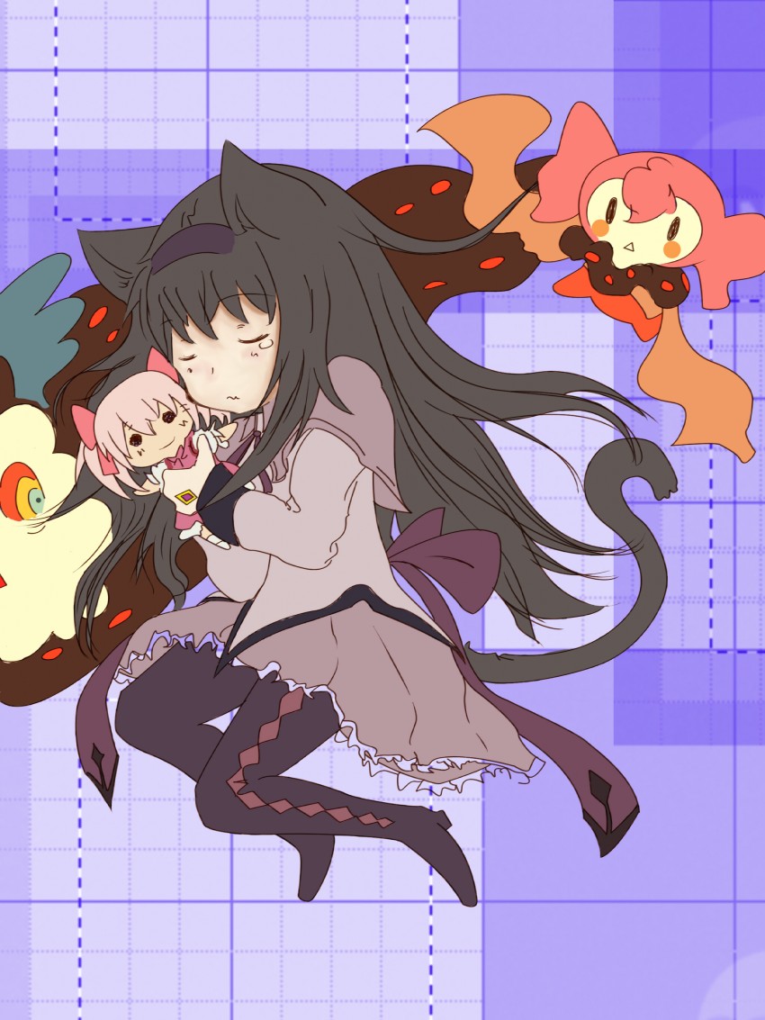 akemi homura, kaname madoka, and charlotte (mahou shoujo madoka magica) drawn by nimu