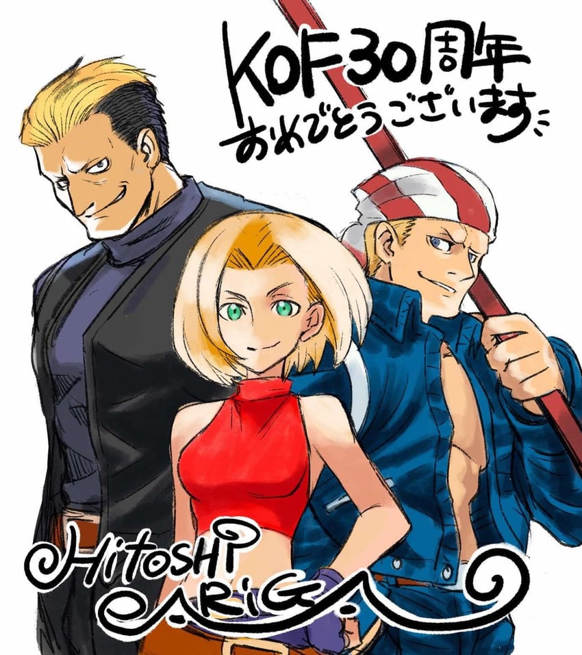 blue mary, billy kane, and yamazaki ryuuji (the king of fighters and 1 more) drawn by ariga_hitoshi