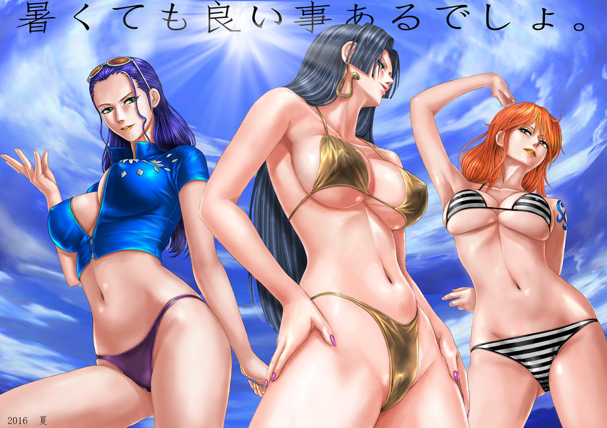 nami, nico robin, and boa hancock (one piece) drawn by toten_(der_fuhrer)