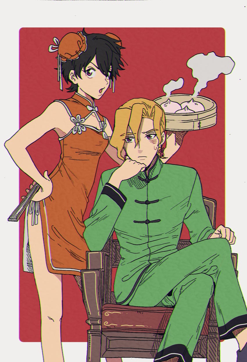 narancia ghirga and pannacotta fugo (jojo no kimyou na bouken and 1 more) drawn by caro_bambino