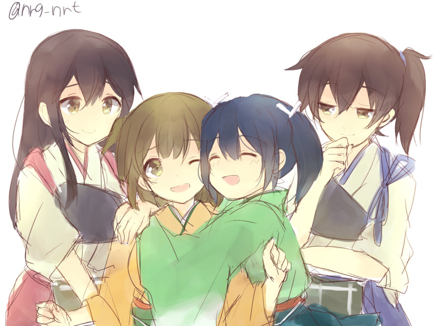 kaga, akagi, souryuu, and hiryuu (kantai collection) drawn by komachi_narota