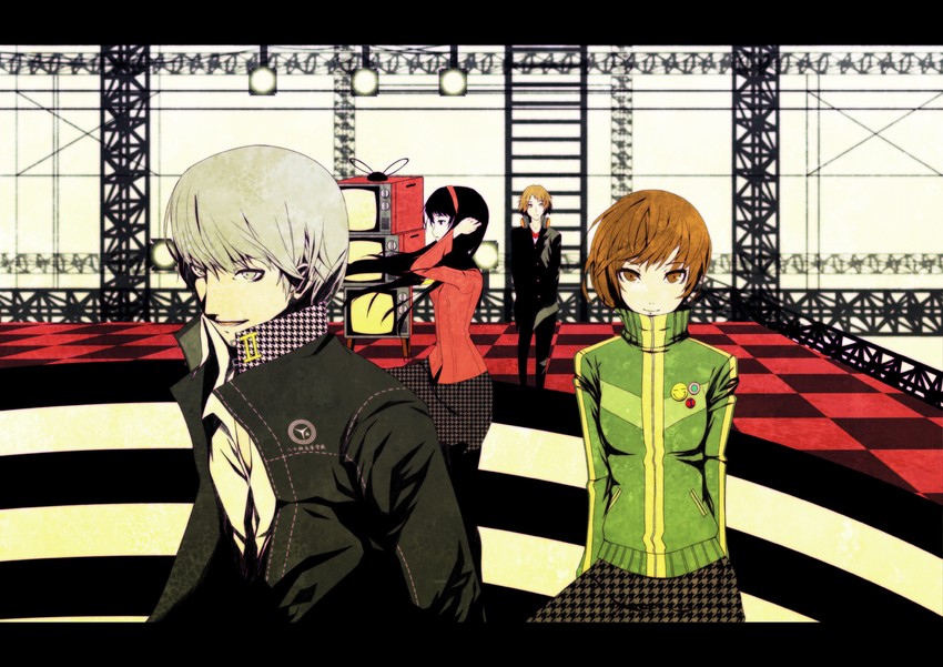 narukami yu, satonaka chie, amagi yukiko, and hanamura yousuke (persona and 1 more) drawn by yuki_(nanao_yuki)