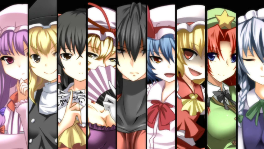 hakurei reimu, kirisame marisa, remilia scarlet, flandre scarlet, izayoi sakuya, and 4 more (original and 2 more) drawn by yagami_(mukage)