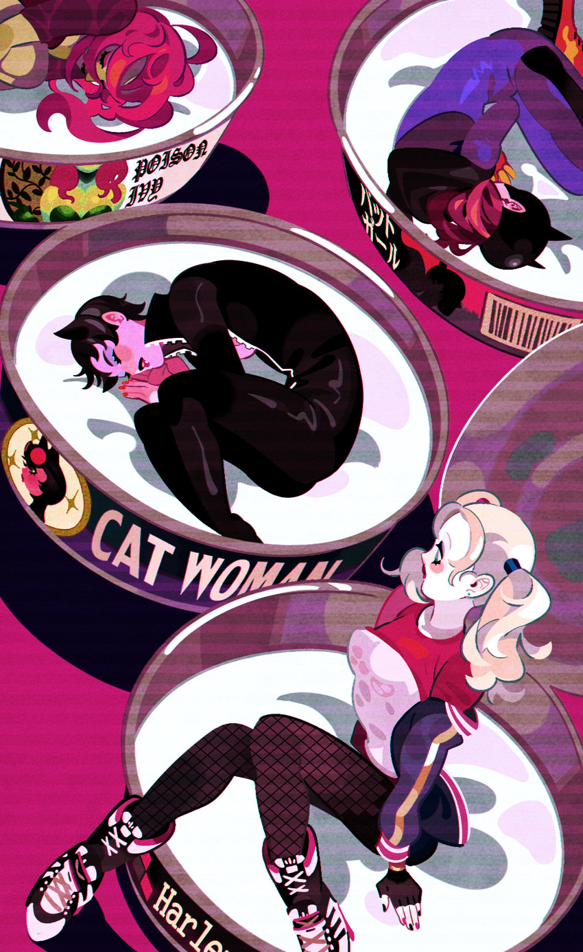 harley quinn, poison ivy, batgirl, catwoman, selina kyle, and 1 more (dc comics and 2 more) drawn by akira_kira