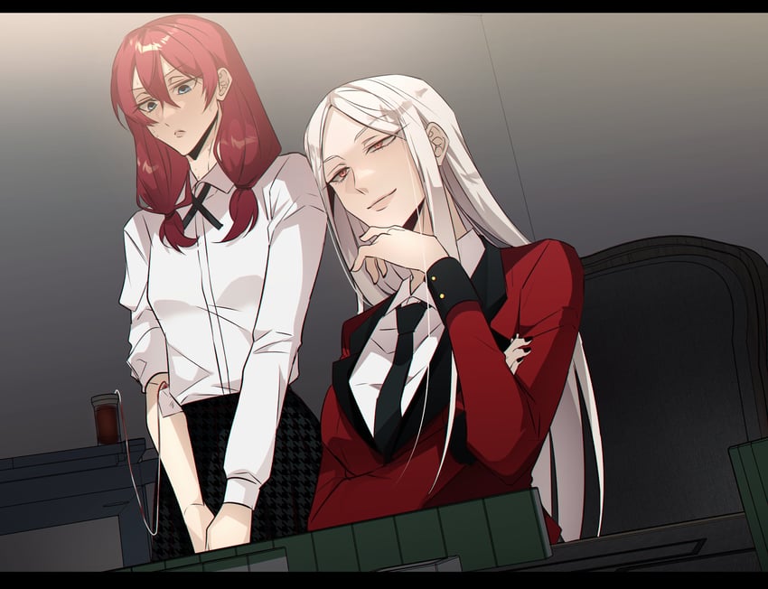 juraku sachiko and sado mikura (fukumoto mahjong and 3 more) drawn by dansokang