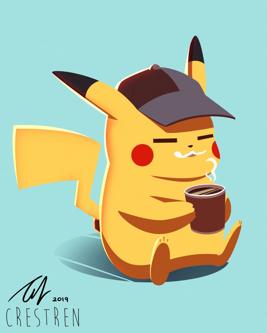 pikachu and detective pikachu (pokemon and 1 more) drawn by crestren