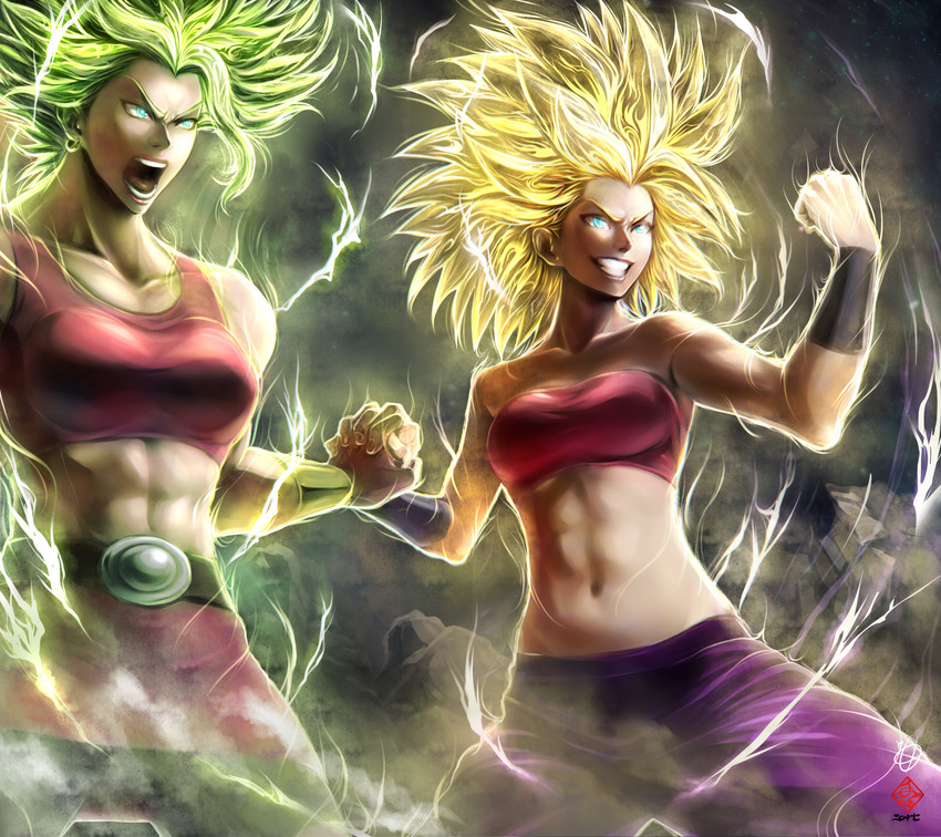 caulifla and kale (dragon ball and 1 more) drawn by kanchiyo