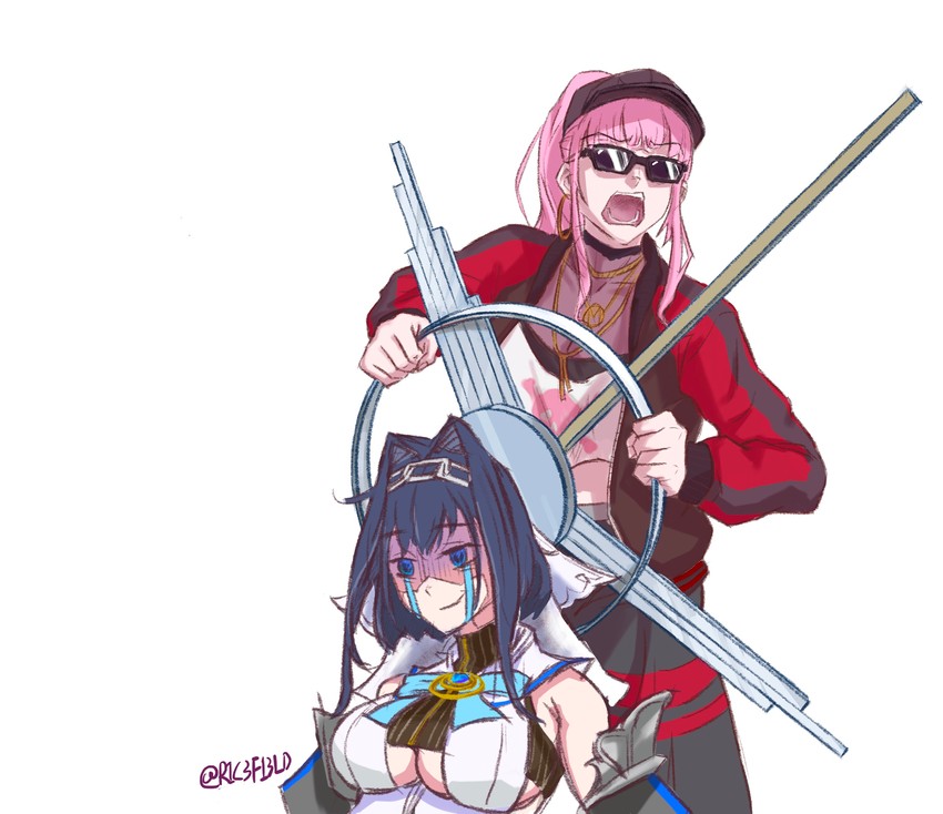 mori calliope and ouro kronii (hololive and 2 more) drawn by zhen_dskb.prod
