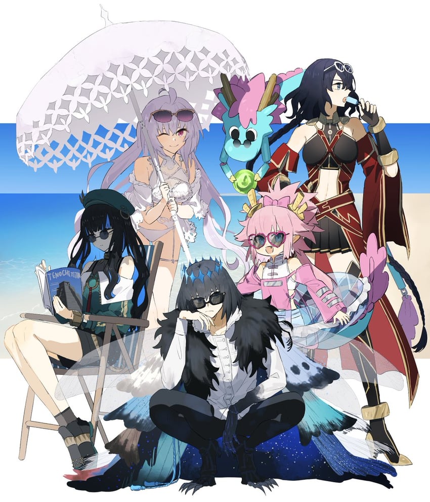 oberon, merlin, tenochtitlan, lady avalon, eliza the nine-tattooed dragon, and 2 more (fate and 1 more) drawn by ninjin_(ne_f_g_o)