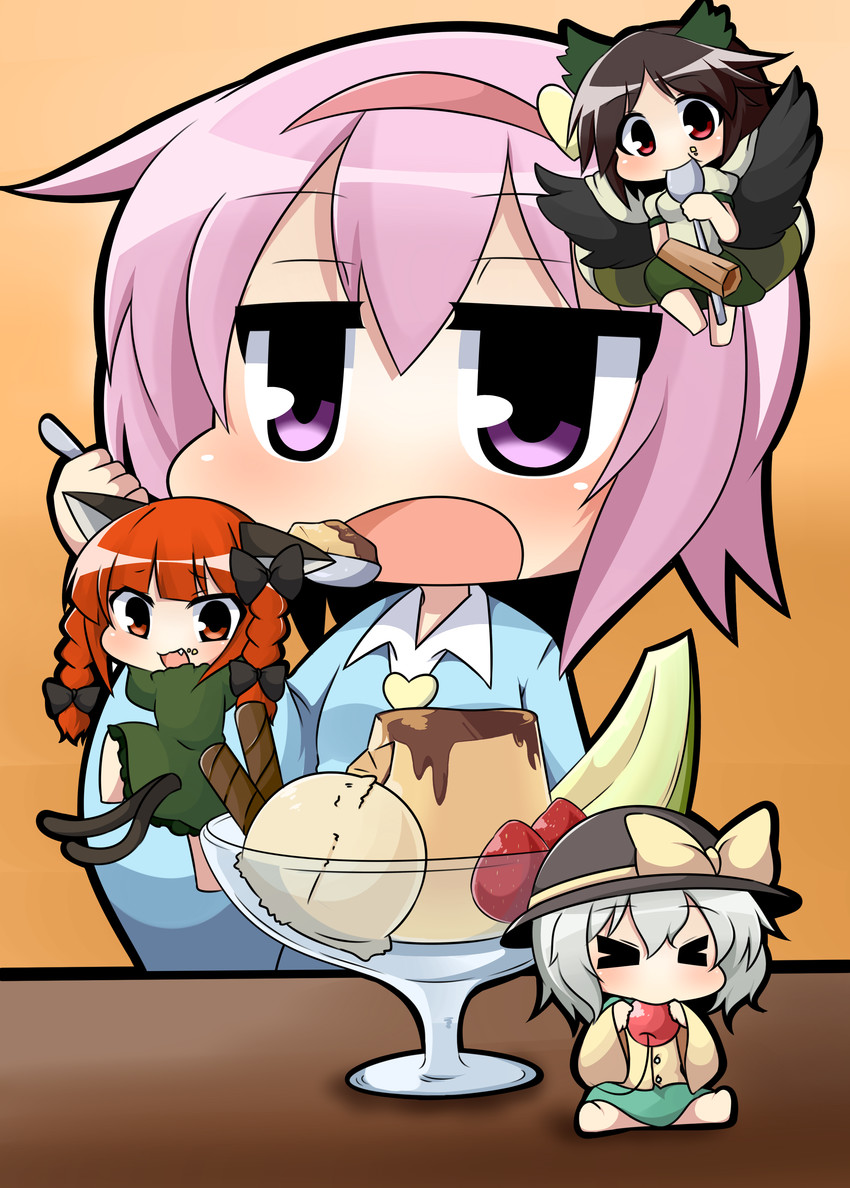 komeiji koishi, komeiji satori, kaenbyou rin, and reiuji utsuho (touhou) drawn by twumi