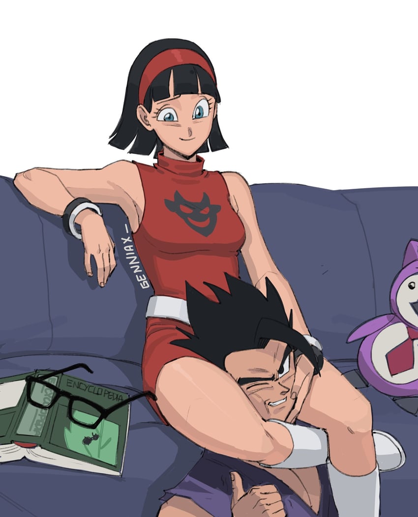 son gohan and videl (dragon ball and 2 more) drawn by genniax