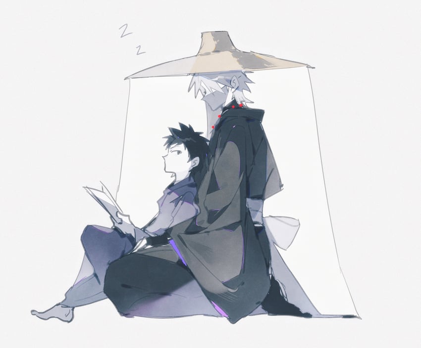 hatake kakashi and uchiha obito (naruto) drawn by tie_fei_wu_mang_dashuai