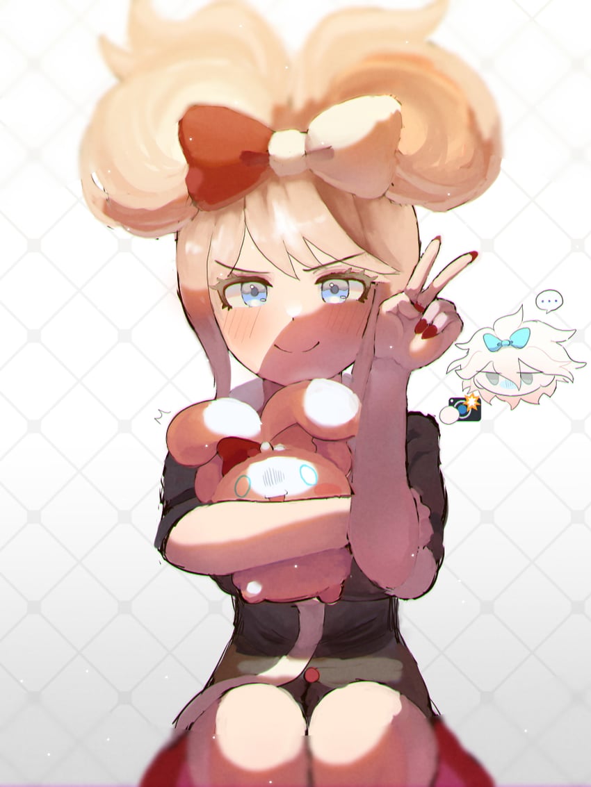 komaeda nagito, enoshima junko, and cinnamoroll (danganronpa and 4 more) drawn by 3_3o0