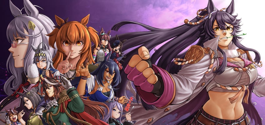 rice shower, mejiro mcqueen, tokai teio, symboli rudolf, oguri cap, and 6 more (umamusume) drawn by kantou_rengou