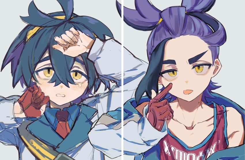 kieran (pokemon and 1 more) drawn by salt_(sawa0609)