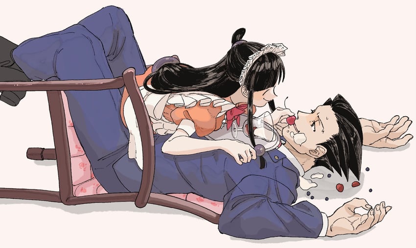 phoenix wright and maya fey (ace attorney and 1 more) drawn by omen_hohoho
