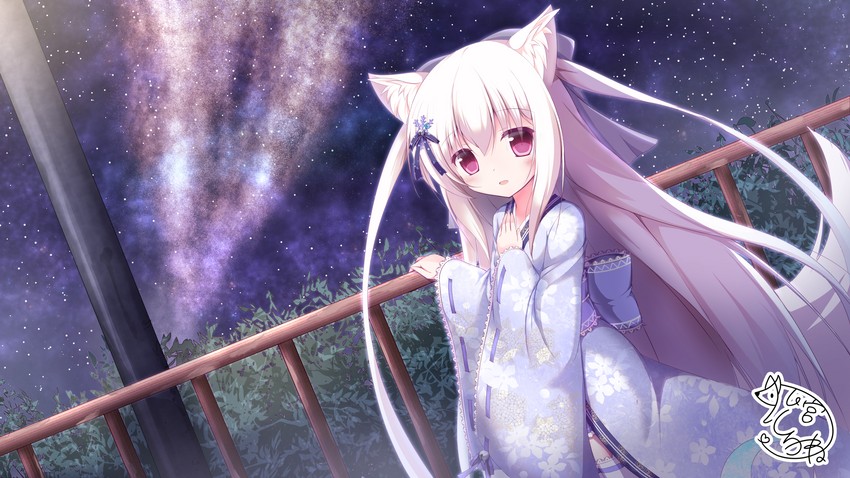 Cute anime white fox